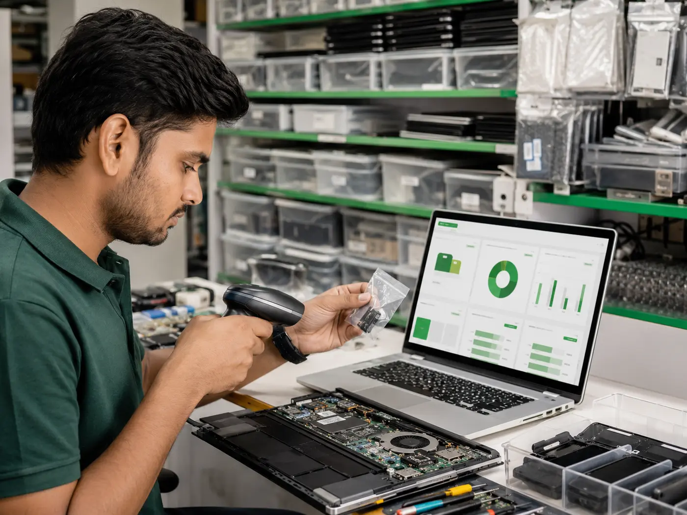 Part Stock mein hai, Reserved hai, ya Repair mein use ho gaya? for Indian repair businesses